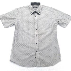 Baoshidun Mens Button Up Shirt Size M Black White Micro Check Star Short Sleeve
